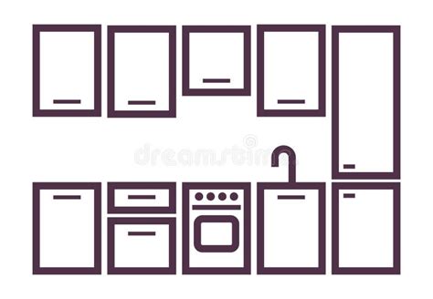 Conjunto De Iconos De Mobiliario Sala De Estar Cocina Ba O Dormitorio