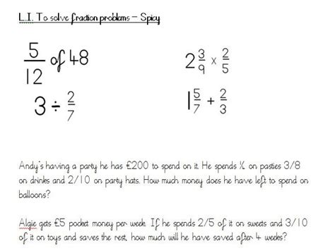 Fractions Operations And Fractions Of Amounts Year 6 3 Levels Of Differentiation Teaching