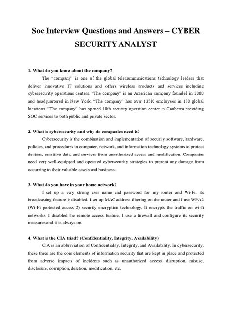 Soc Interview Questions And Answers Cyber Security Analyst Download Free Pdf Transport Layer