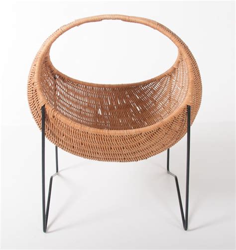 Metal and Wicker Baby Basket For Sale at 1stdibs