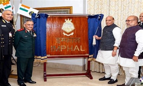 Rajnath unveils crest of INS Imphal - The Hitavada