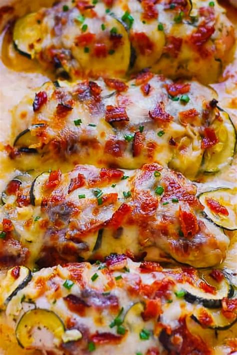 Baked Chicken Zucchini With Bacon Recipes Chicken Zucchini Bake Low Carb Chicken