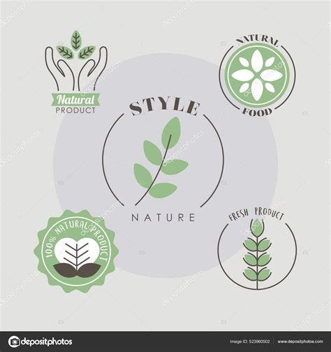 Five Natural Labels Stock Vector By Yupiramos 523960502