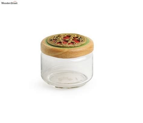 Buy Dhokra Delicacies Snacks Jar Set In Glass And Wood At Off