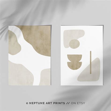 Set Of Mid Century Beige Pastel Nude Minimalistic Modern Etsy