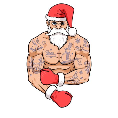 Cartoon Santa Claus Png Picture Tattooed Muscle Santa Claus Red