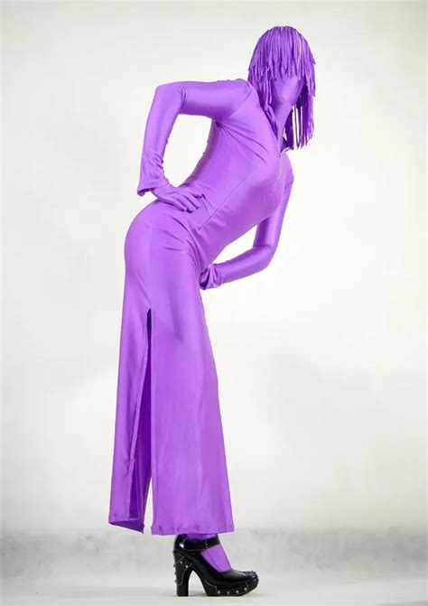 2015 Sexy Lycra Spandex Zentai Bodysuit Purple All Inclusive Catsuit