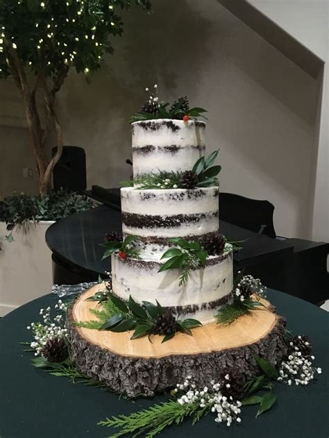Round Semi Naked Wedding Cake With Succulents