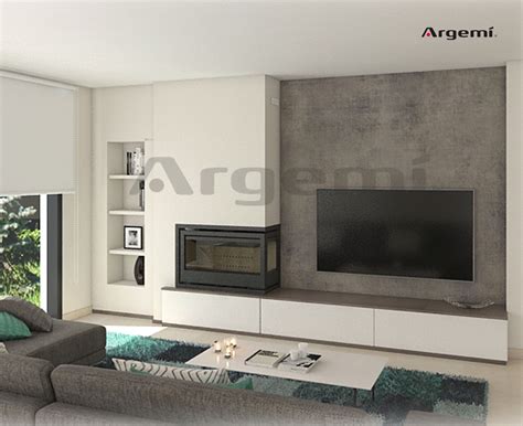 Chimenea Moderna Con Mueble Insertable Le A Arc Ld Argemi