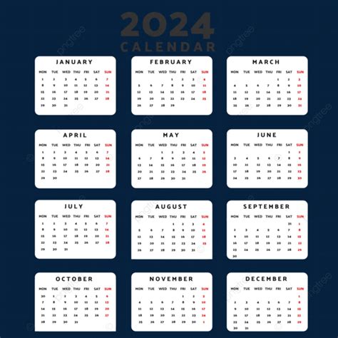 Modern 2024 Calendar Minimalist Design Vector Modern 2024 Calendar