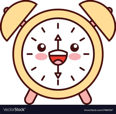 Kawaii Alarm Clock Time Alert Bell Hour Cartoon Vector Image