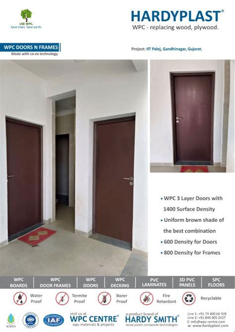 HARDYPLAST Hinged 3 Layer Brown WPC Doors For Construction Projects At