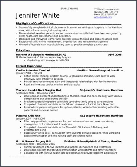 Nursing Clinical Experience Resume Academic