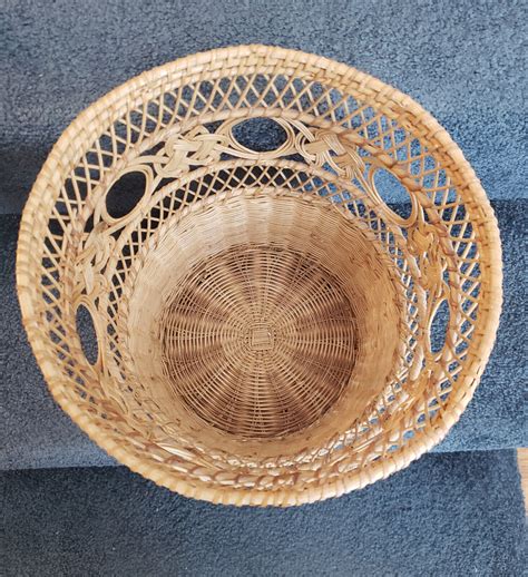 Vintage Boho Wicker Waste Basket Trash Can Rattan Planter Ebay