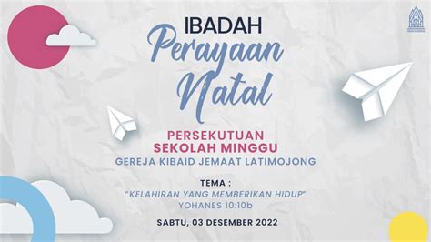 Ibadah Perayaan Natal Persekutuan Sekolah Minggu Gereja Kibaid Jemaat