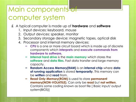 Types And Components Of Computer System Ppt