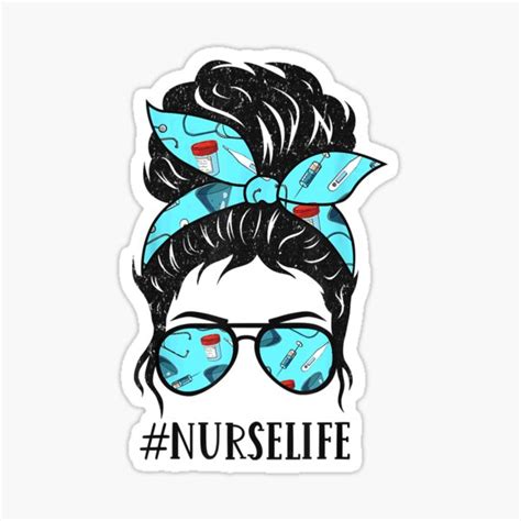 Messy Hair Woman Bun Nurse Life Healthcare Life Sticker For Sale By