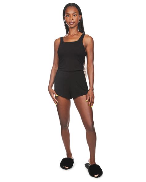 Womens Soft Luxe Matching Ribbed Tank Top And Short Set