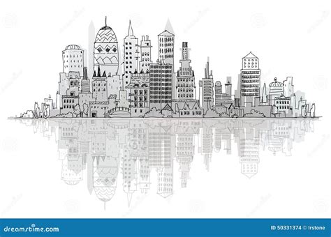 Modern City Set Sketch Collection Stock Illustration Illustration