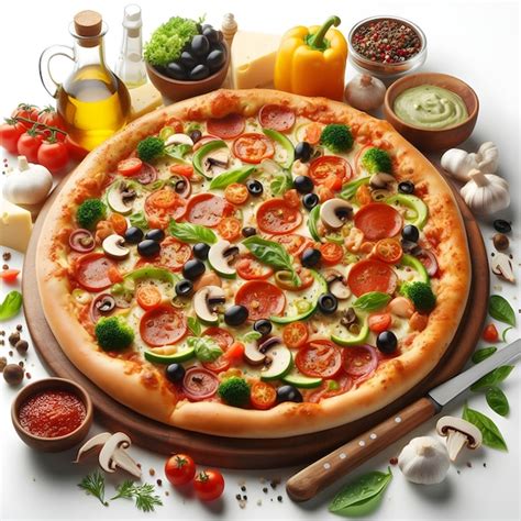 Premium Photo Pizza Pizza Filled With Tomatoes Salami And Olives