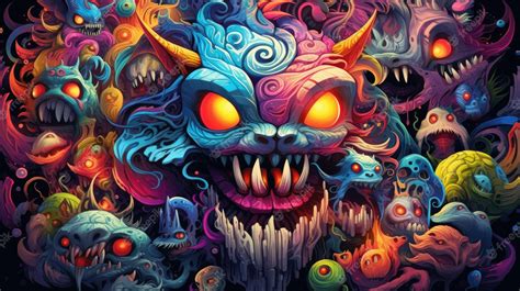 Premium AI Image | A colorful illustration of a monster with orange ...