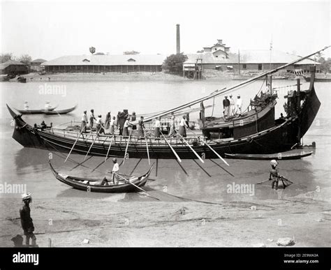 Late 19th Century Photograph Burma Myanmar C1890 Large Rowing