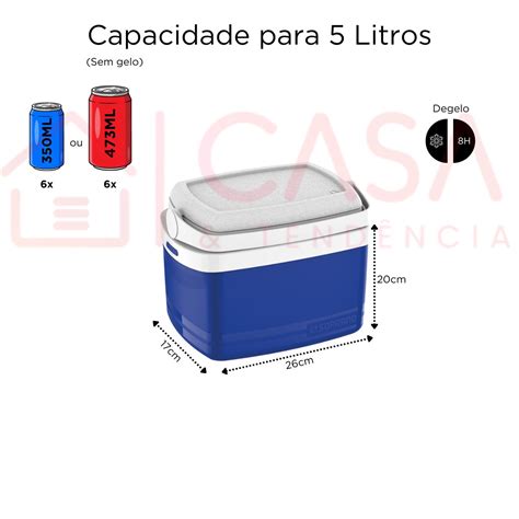 Combo Caixa Termica Cooler Soprano 32 12 5 Litros Tropical Kit Casa