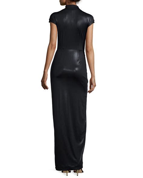 Halston Heritage Cap Sleeve Twist Front Gown