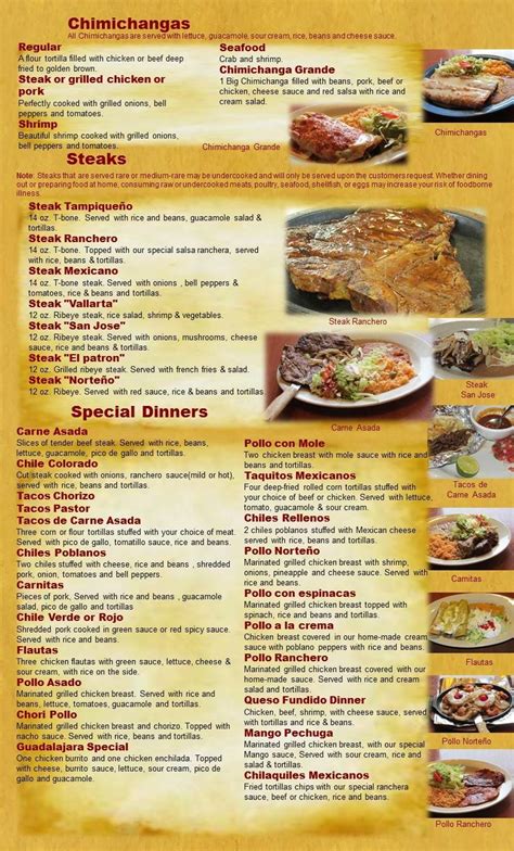 Menu At El Patron Mexican Grill Restaurant Edgerton