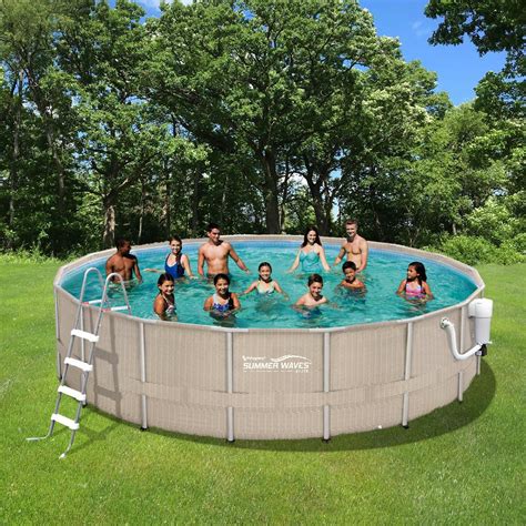 Light Wicker 18 Ft Round 52 In D Metal Frame Pool Package Tan Best