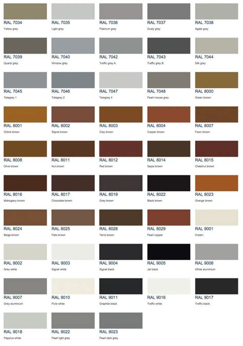 Ral Colour Chart Aspect Windows