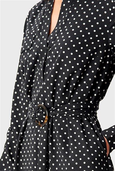 Shop Polka Dot Print Crepe Vented Dress Eshakti