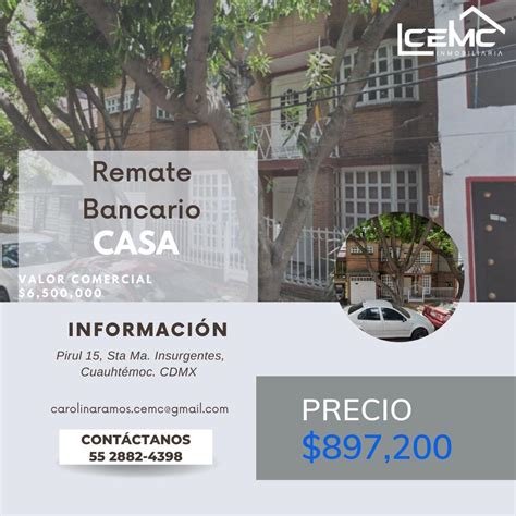 Casa En Remate Bancario En Sta Maria Insurgentes Cuauht Moc Ciudad