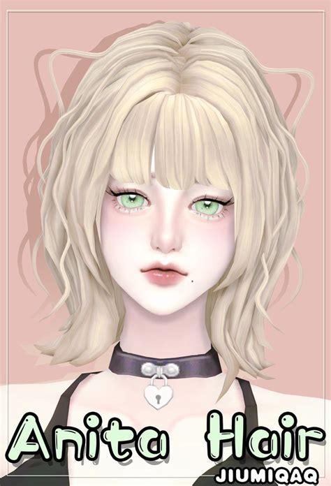 JiumiQAQ Anita Hair V1 Sims 4 Anime Sims Hair Sims Mods