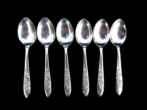 Silver Plated Teaspoons Rose Pattern Handles Late Art Deco