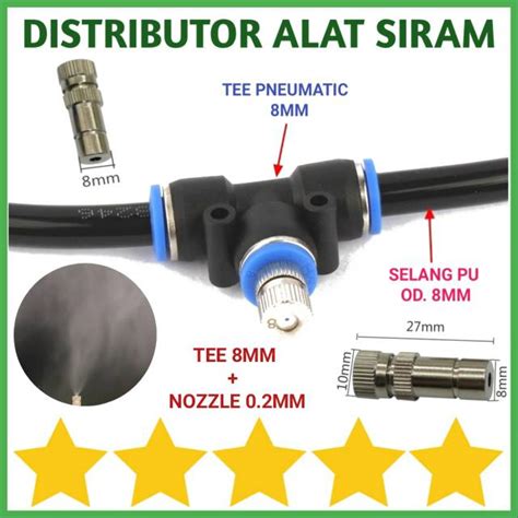 Jual PAKET MIST NOZZLE 0 2 SLIP LOCK TEE 8MM PNEUMATIC MISTING SET