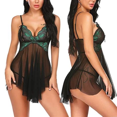 Pikeenala Lingerie Rotique En Dentelle Transparente Pour Femmes