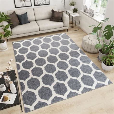 TAPISO Maroko Tapis de Salon Chambre Design Moderne Gris Foncé Crème