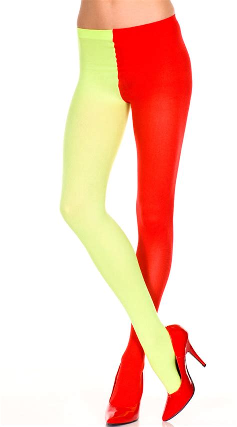 Multicolored Tights Opaque Jester Tights Two Toned Tights Jester