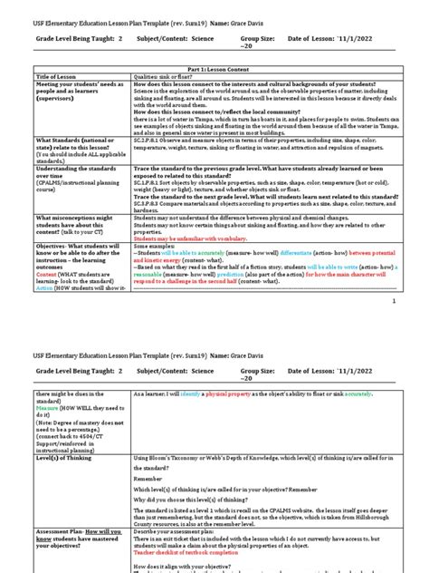 L2 Ct Observation 2 Lesson Plan Pdf Educational Assessment Lesson Plan