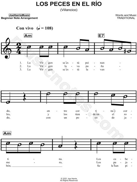 Joe Harris Los Peces En El Rio Sheet Music For Beginners In A Minor Download And Print Sku