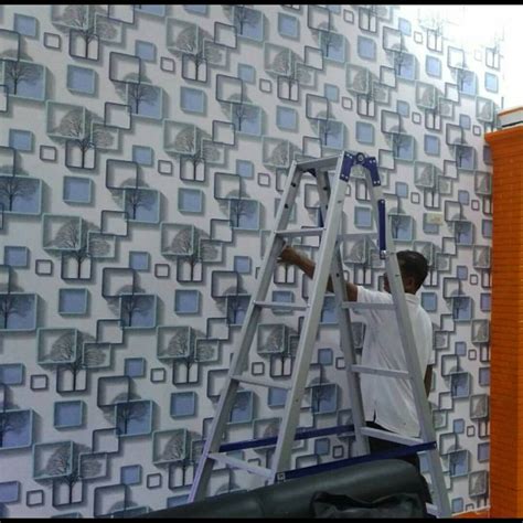 Wallpaper Dinding Motif Pohon Kotak Kotak Biru Wall 901466 HD