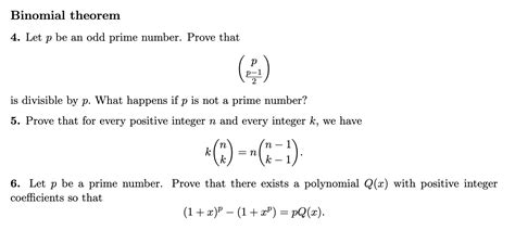 Solved Binomial Theorem 4 Let P Be An Odd Prime Number Chegg