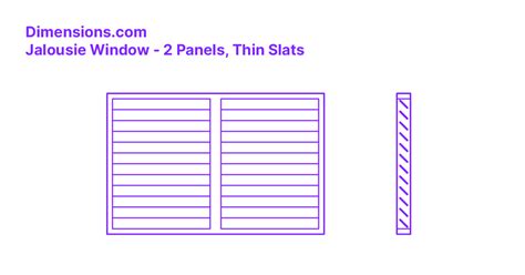 Jalousie Window 2 Panels Thin Slats Dimensions Drawings