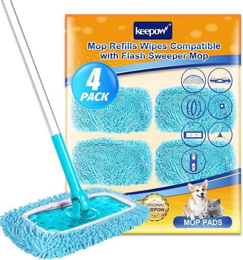 Keepow Reusable Mop Pads Compatible With Flash Speed Mop Refill Wipes