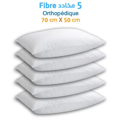 Lot de 5 Oreillers Orthopédiques Fibre Top Qualité Lavable Confort Plus