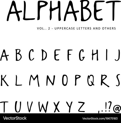 Hand drawn alphabet sans serif font Royalty Free Vector