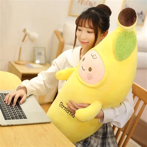 New 425890cm Cartoon Banana Plush Toy Soft Plant Banana Pillow Super