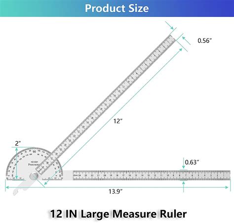 ForoGore Transportador De Acero Inoxidable De 180 Grados Regla De Dos