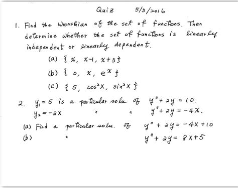 Solved Find The Wronskian Of The Set Of Functions Then Chegg